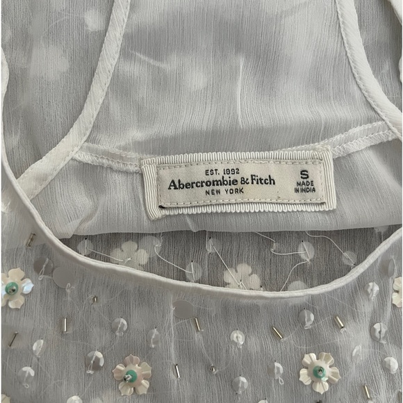 Vintage Abercrombie & Fitch Floral Sequin Sheer Racerback Tank Top - Picture 3 of 5